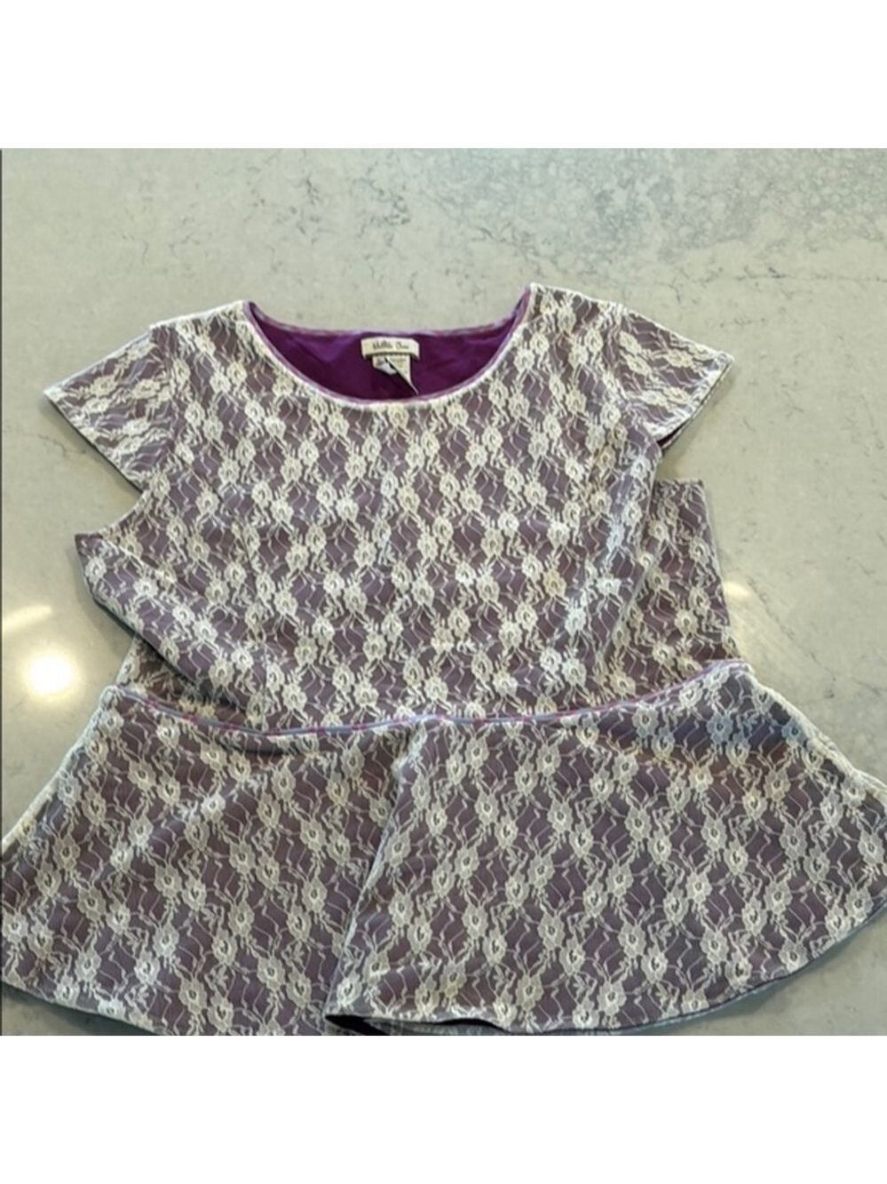 Matilda Jane Purple Peplum Top Ivory Lace Overlay Extra Large